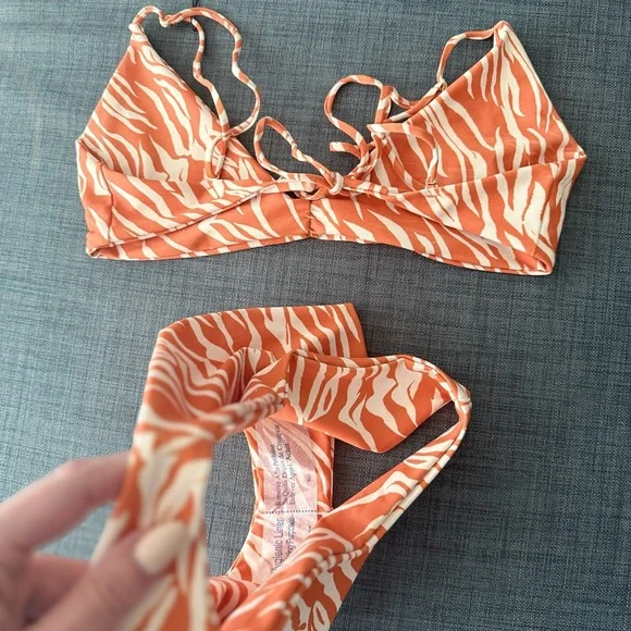 NWT Skatie Vibrant Orange Zebra Bikini - Picture 5 of 7